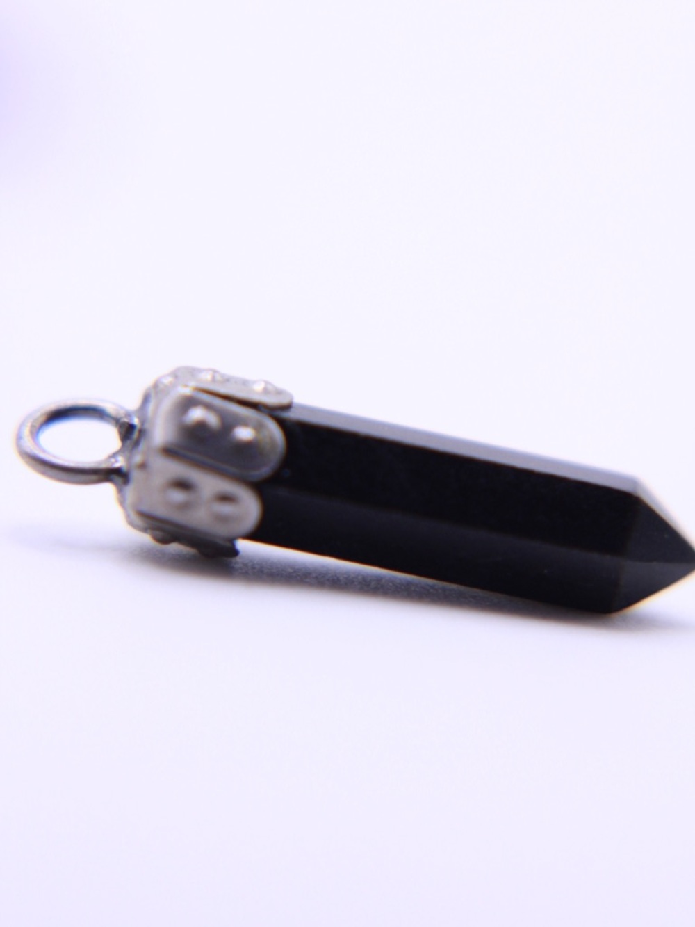 5 Black Onyx pointed sterling silver 925 charms 20x3mm-26x4mm